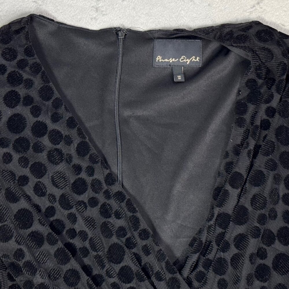 Phase Eight Black Devore Velvet Polka Dot Faux Wrap Dress View 4